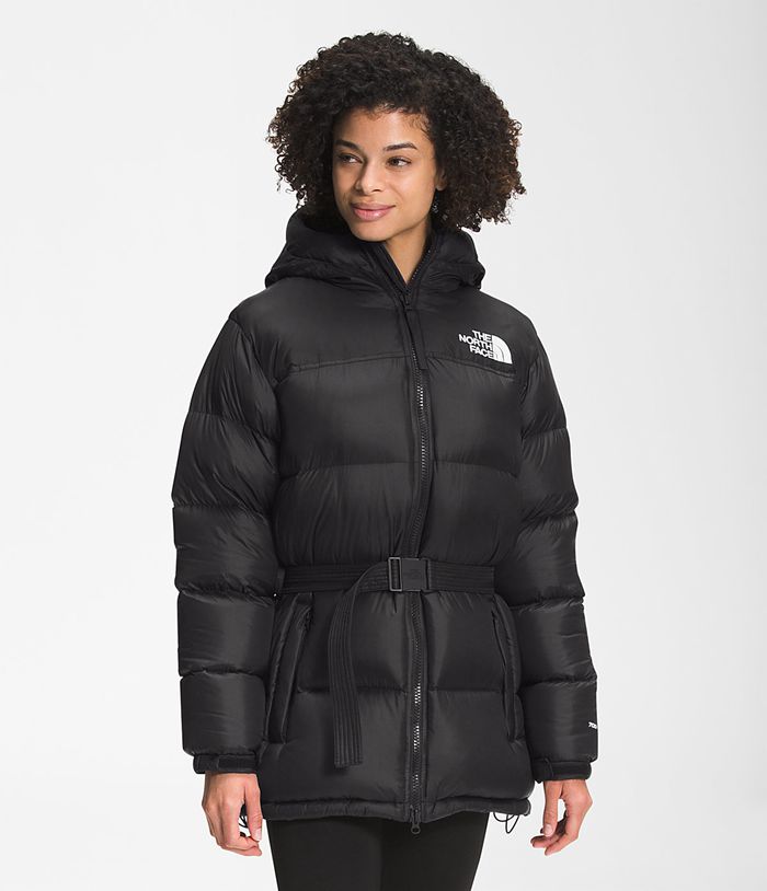 The North Face Puffer Jacket Nuptse Belted Mid Black - Womens - Thailand CYRTX-1637